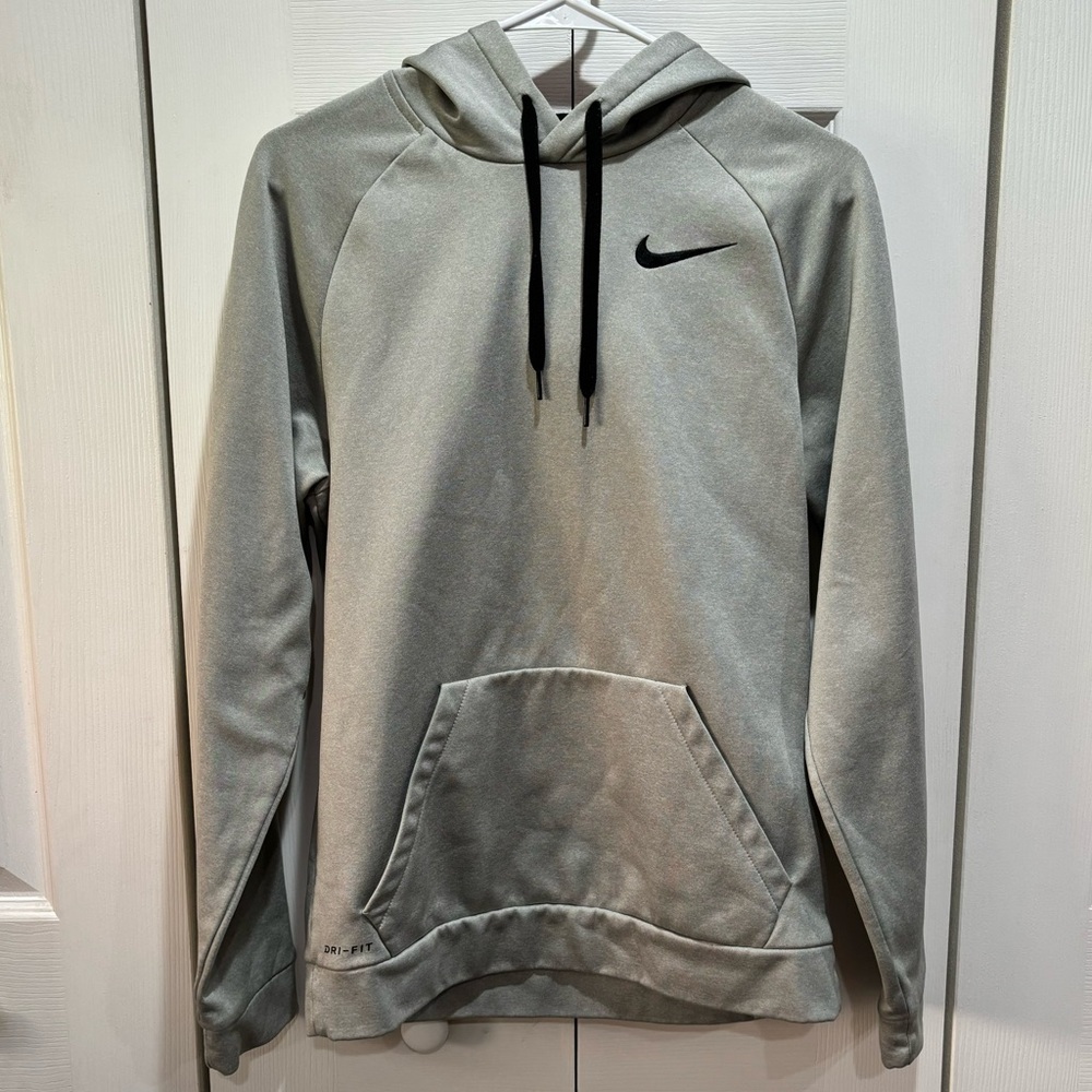 NIKE Men’s Dri-Fit Hooded Hoodie Sweatshirt - gray & black, size S